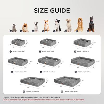 Bedsure Orthopedic Bolster Dog Sofa Bed with Removable Cover