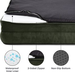 Bedsure Orthopedic Bolster Dog Sofa Bed with Removable Cover, Dark Green, Large slide 2 of 6