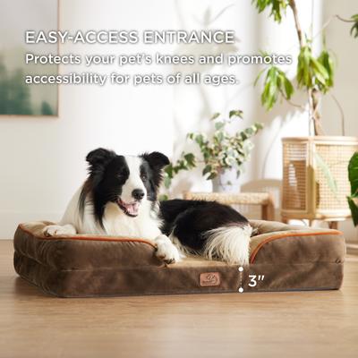 Show full view: Bedsure Orthopedic Bolster Dog Sofa Bed with Removable Cover, Dark Brown, Large slide 6 of 12