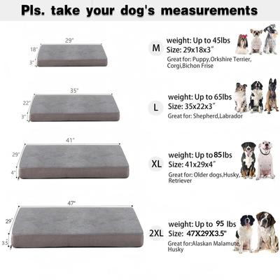 Show full view: LFC PETS Orthopedic Memory Foam Dog & Cat Bed with Removable Cover, Grey, Large slide 2 of 10
