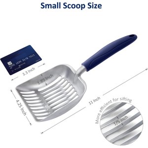 WePet Flat Aluminum Alloy Cat Litter Scooper, Blue, Small