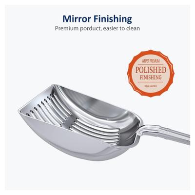 Show full view: WePet Polished Aluminum Alloy Cat Litter Scooper, Blue, Small slide 4 of 5