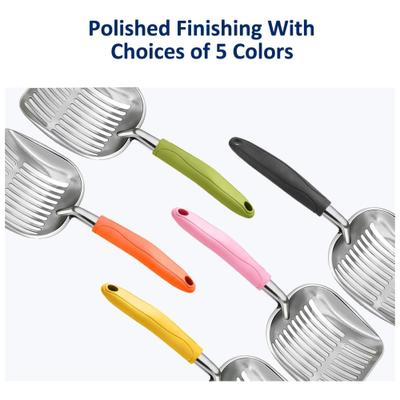 Show full view: WePet Polished Aluminum Alloy Cat Litter Scooper, Blue, Large slide 6 of 7