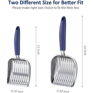 WePet Polished Aluminum Alloy Cat Litter Scooper, Blue, Large