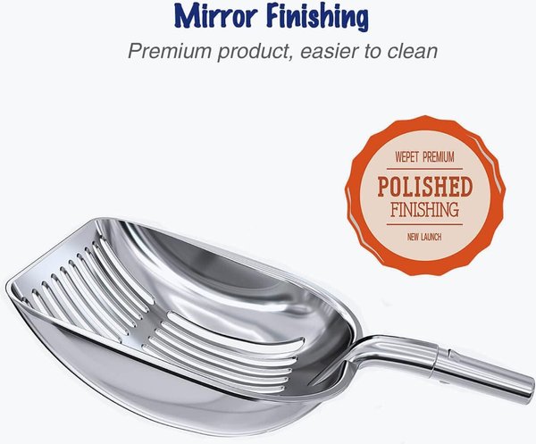 Show full view: WePet Polished Aluminum Alloy Cat Litter Scooper, Teal, Large slide 2 of 4