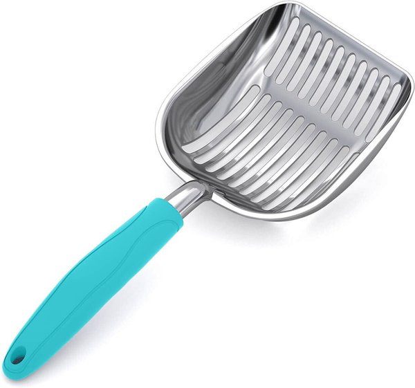 Show full view: WePet Polished Aluminum Alloy Cat Litter Scooper, Teal, Large slide 1 of 4