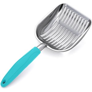 WePet Polished Aluminum Alloy Cat Litter Scooper, Teal, Large