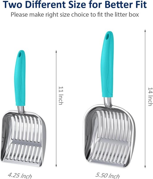Show full view: WePet Polished Aluminum Alloy Cat Litter Scooper, Teal, Large slide 4 of 4