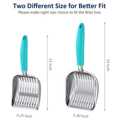 Show full view: WePet Polished Aluminum Alloy Cat Litter Scooper, Teal, Large slide 5 of 6