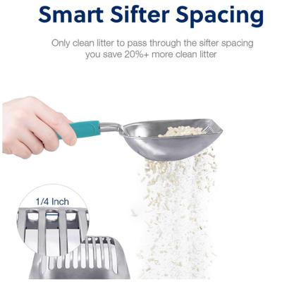 Show full view: WePet Flat Aluminum Alloy Cat Litter Scooper, Teal, Large slide 5 of 9