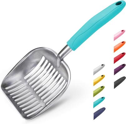 Show full view: WePet Flat Aluminum Alloy Cat Litter Scooper, Teal, Large slide 3 of 9