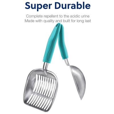 Show full view: WePet Flat Aluminum Alloy Cat Litter Scooper, Teal, Large slide 7 of 9
