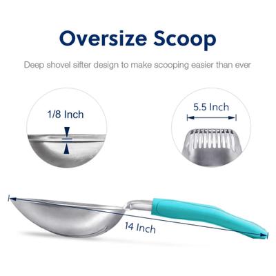 Show full view: WePet Flat Aluminum Alloy Cat Litter Scooper, Teal, Large slide 4 of 9