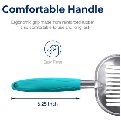 Show full view: WePet Flat Aluminum Alloy Cat Litter Scooper, Teal, Large slide 6 of 9