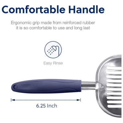 Show full view: WePet Flat Aluminum Alloy Cat Litter Scooper, Blue, Large slide 5 of 9