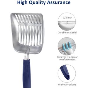 WePet Flat Aluminum Alloy Cat Litter Scooper, Blue, Small
