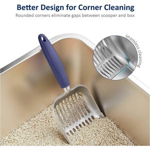 WePet Flat Aluminum Alloy Cat Litter Scooper, Blue, Small