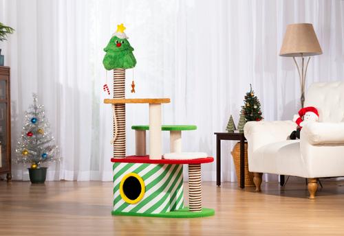 Show full view: Prevue Pet Products Kringle Cat Chateaux 53-in Cat Tree slide 4 of 4