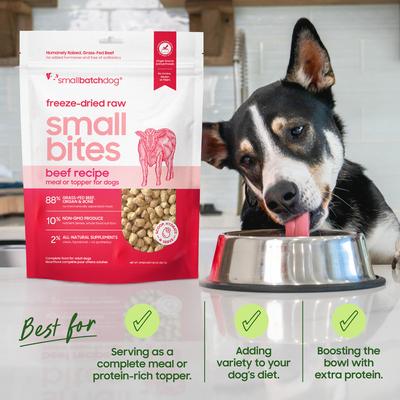 Show full view: Smallbatch Pets Freeze-Dried Beef Small Bites Dog Food, 20-oz bag slide 3 of 9