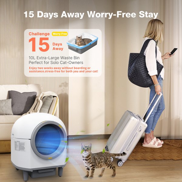 Show full view: Aoruefar Open-Top Self Cleaning Cat Litter Box, White slide 6 of 9