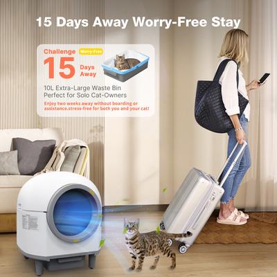Show full view: Aoruefar Automatic Self-Cleaning Cat Litter Box, Gray, 90-L slide 5 of 8