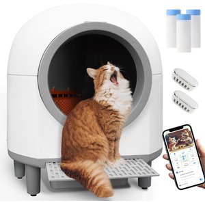 Aoruefar Open-Top Self Cleaning Cat Litter Box, White