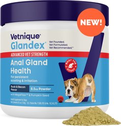 Vetnique Labs Glandex Advanced Vet Duck & Bacon Flavor Strength Anal Gland Powder Supplement for Dogs, 8.5-oz jar slide 1 of 9