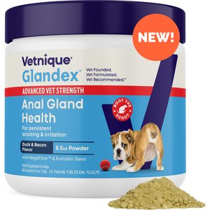 Vetnique Labs Glandex Advanced Vet Duck & Bacon Flavor Strength Anal Gland Powder Supplement for Dogs, 8.5-oz jar