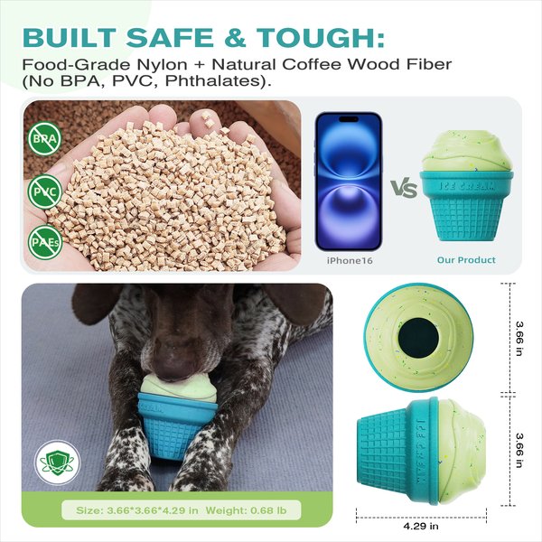 Show full view: KADTC ALl IN ONE 3 in 1 Ice Cream Fillable Freeze Enrichment Dog Treat Dispenser Chew Toy, Large slide 5 of 7