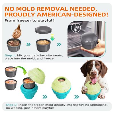 Show full view: KADTC ALl IN ONE 3 in 1 Ice Cream Fillable Freeze Enrichment Dog Treat Dispenser Chew Toy, Large slide 4 of 8