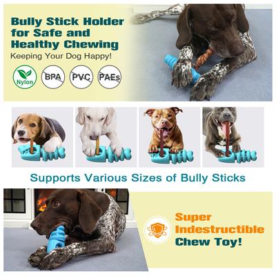 Show full view: KADTC 2 IN 1 Durable Fish Bone Bully Stick Holder & Dog Chew Toy, Blue, Large slide 3 of 8
