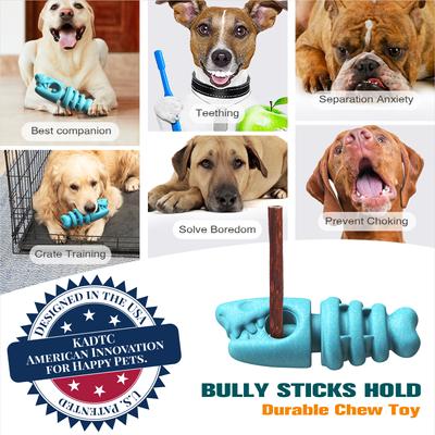 Show full view: KADTC 2 IN 1 Durable Fish Bone Bully Stick Holder & Dog Chew Toy, Blue, Large slide 2 of 8