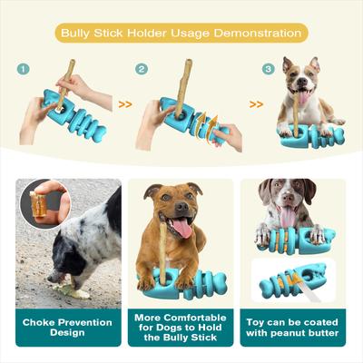 Show full view: KADTC 2 IN 1 Durable Fish Bone Bully Stick Holder & Dog Chew Toy, Blue, Large slide 5 of 8