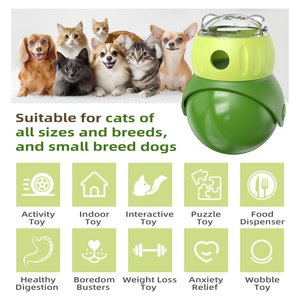KADTC Wobble Dog & Cat Treat Dispensing Toy, Green, Small
