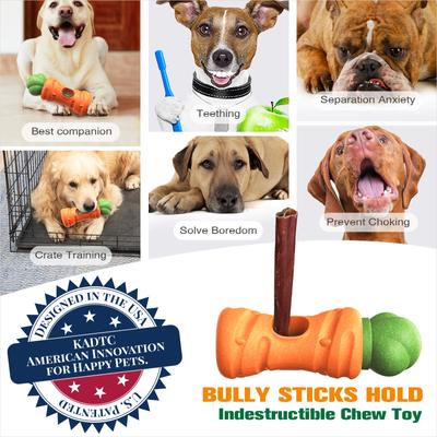 Show full view: KADTC 2 IN 1 Durable Carrot Bully Stick Holder & Dog Chew Toy, Orange, Large slide 2 of 8