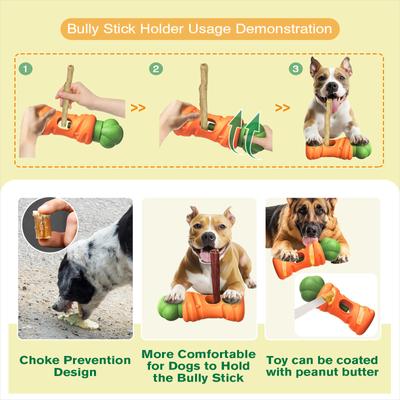Show full view: KADTC 2 IN 1 Durable Carrot Bully Stick Holder & Dog Chew Toy, Orange, Large slide 5 of 8