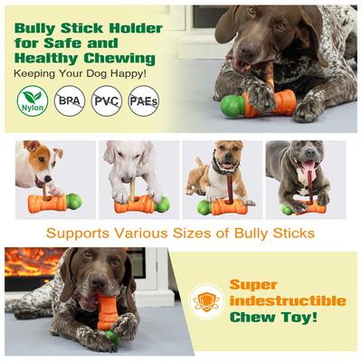 Show full view: KADTC 2 IN 1 Durable Carrot Bully Stick Holder & Dog Chew Toy, Orange, Large slide 3 of 8