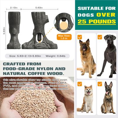 Show full view: KADTC 2 IN 1 Durable Root Bully Stick Holder & Dog Chew Toy, Brown, X-Large slide 4 of 8