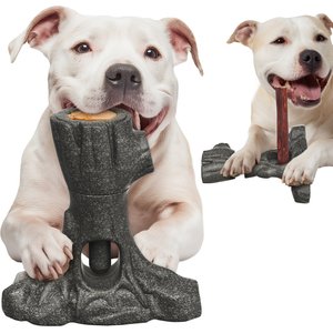 KADTC 2 IN 1 Durable Root Bully Stick Holder & Dog Chew Toy, Brown, Large
