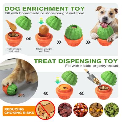 Show full view: KADTC ALl IN ONE 3 in 1 Cactus Fillable Freeze Enrichment Dog Treat Dispenser Chew Toy, Green, Large slide 3 of 8