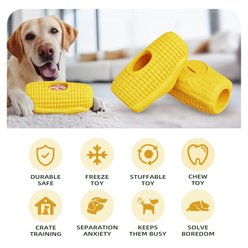 KADTC ALl IN ONE 2 in 1 Durable Corn Fillable Freeze Dog Chew Toy, Yellow, Large slide 2 of 6