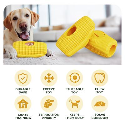 Show full view: KADTC ALl IN ONE 2 in 1 Durable Corn Fillable Freeze Dog Chew Toy, Yellow, Large slide 2 of 8