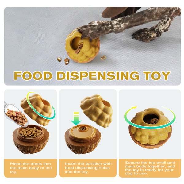 Show full view: KADTC ALl IN ONE 3 in 1 Walnut Fillable Freeze Enrichment Dog Treat Dispenser Chew Toy, Brown, Large slide 6 of 7