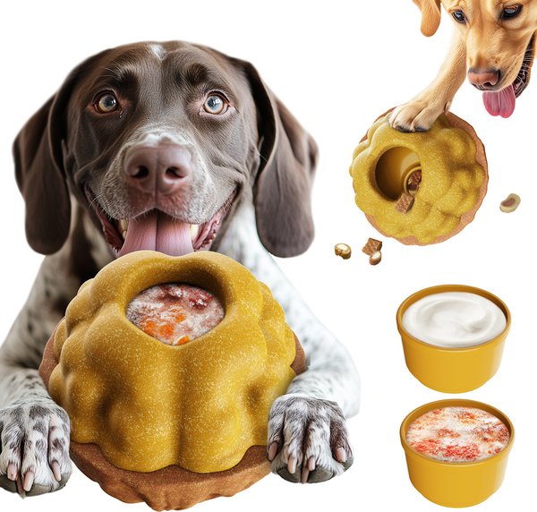 Show full view: KADTC ALl IN ONE 3 in 1 Walnut Fillable Freeze Enrichment Dog Treat Dispenser Chew Toy, Brown, Large slide 1 of 7