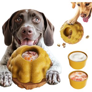 KADTC ALl IN ONE 3 in 1 Walnut Fillable Freeze Enrichment Dog Treat Dispenser Chew Toy, Brown, Large