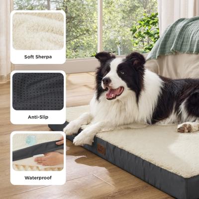 Show full view: Bedsure Orthopedic Waterproof Dog & Cat Bed, Dark Grey, Large Crate slide 4 of 8