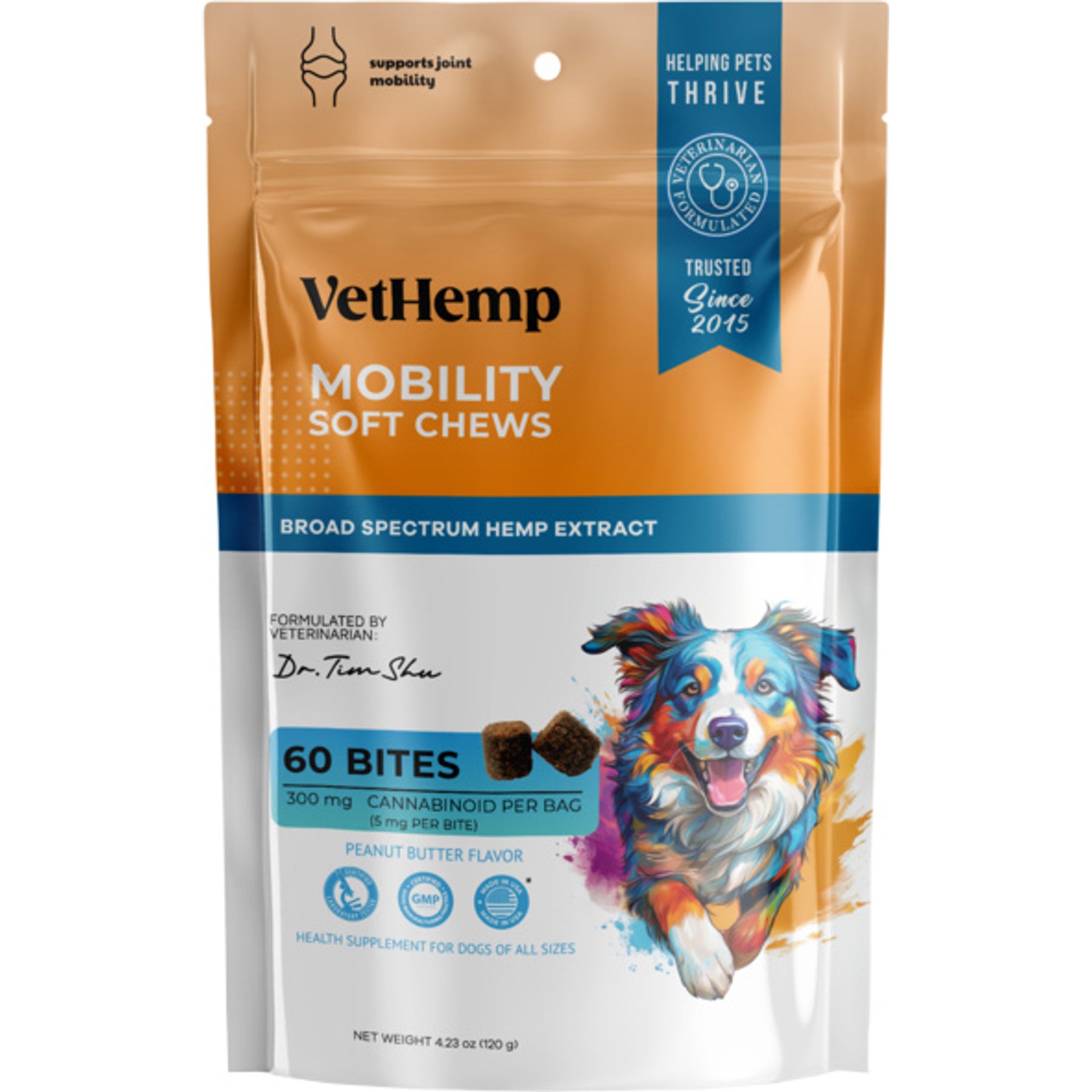 VetHemp Mobility Broad-Spectrum Hemp Extract Hip & Joint Soft Chews for Dogs, 60 count