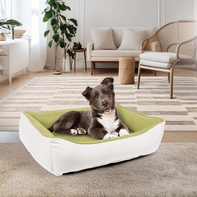 Show full view: Sherry Kline Pet Collection Cuddler Sunbrella Indoor/Outdoor Dog Bed, Natural / Kiwi, 20 x 26 x 3-in slide 3 of 3