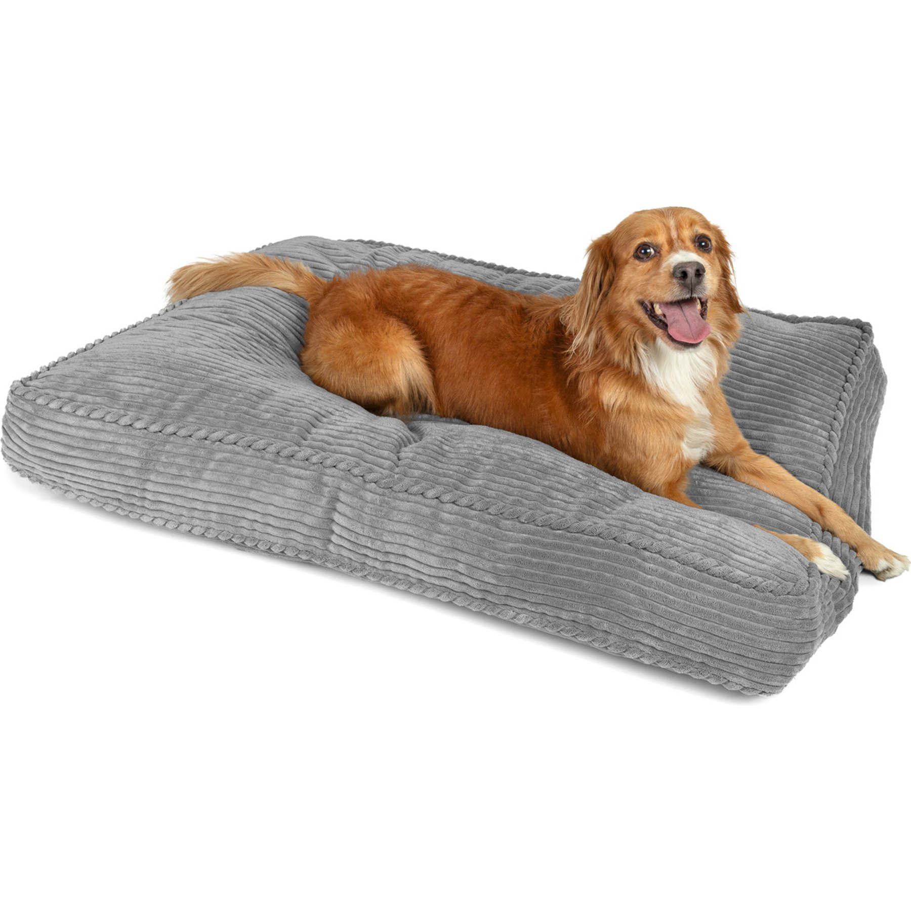 Sherry Kline Pet Collection Corduroy Rectangle Dog Bed, Light Grey, 30 x 42 x 4-in