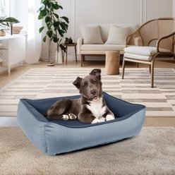Sherry Kline Pet Collection Cuddler Sunbrella Indoor/Outdoor Dog Bed, Indigo / Denim, 26 x 36 x 4-in slide 2 of 3